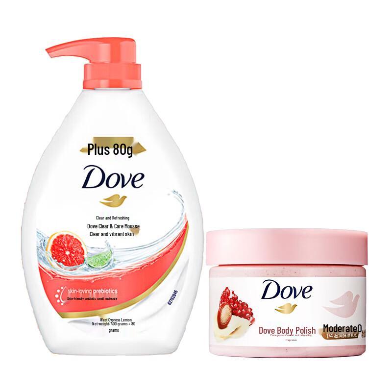 

Dove Clarifying Shower Gel & Pomegranate Scent Body Scrub Set