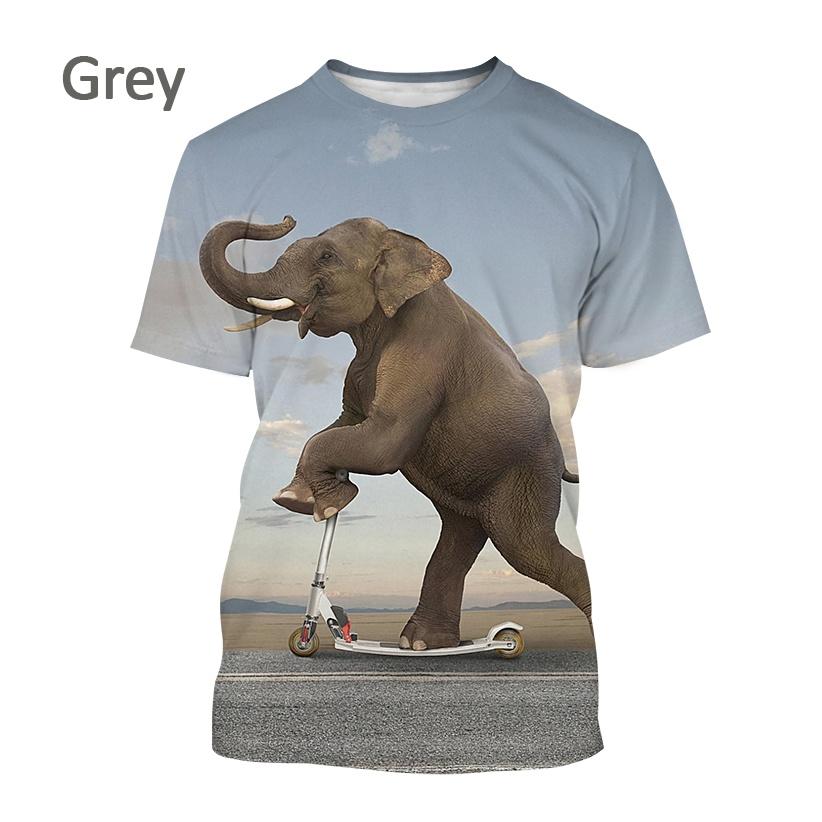 Pánské ležérní tričko s kulatým výstřihem Animal Elephant Fun s krátkým rukávem Nové letní slon 3D tisk Unisex tričko s kulatým výstřihem