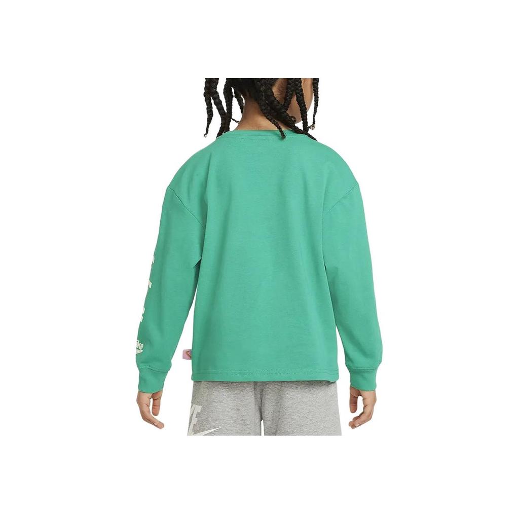 Nike Letter Round Neck Casual Long Sleeve T-Shirt Kids tops Stadium-Green HF2244-324