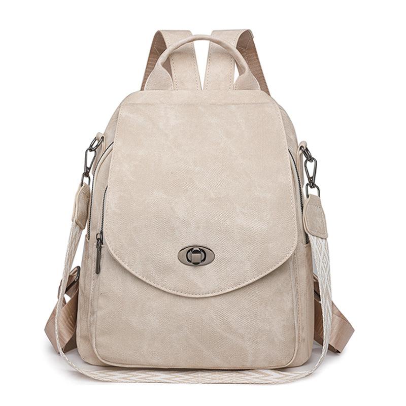 

Женский рюкзак большой вместимости из мягкой кожи, многоцелевая сумка через плечо бежевый