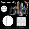 Yulejo 8 Slot Clear Acrylic Pen Holder Makeup Brushes Organizer Holder Eyebrow Pen Container Bathroom Storage Square Cube Deep Organizer Countertop