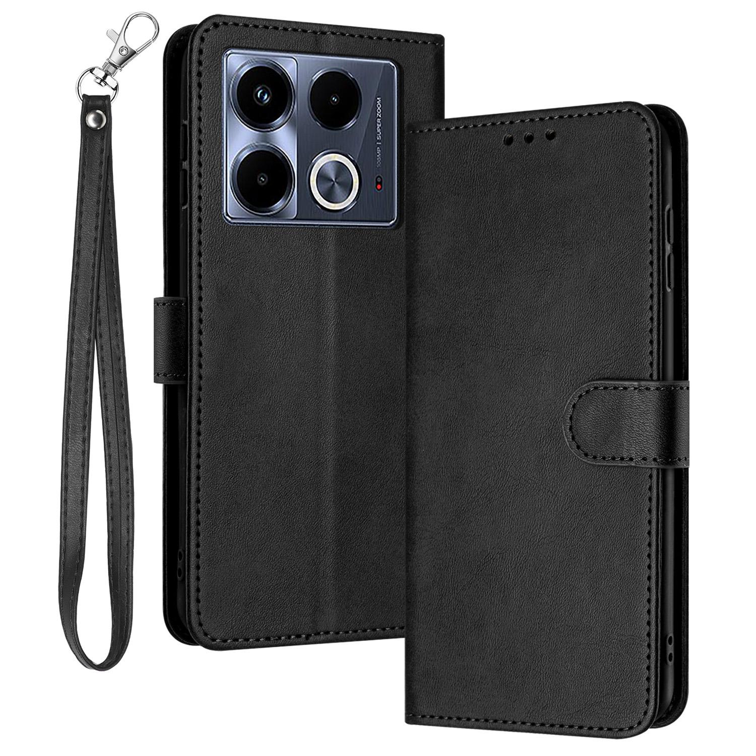 

For Infinix Note 40 5G Case PU Leather Wallet Flip Phone Cover Magnetic Clasp Handbag Black