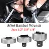 3 Stück 1/2" 3/8" 1/4" Mini-Ratschenschlüssel Schnell Arbeitssparend Tragbar Reversibel Steckschlüssel Antrieb Multifunktionale Handwerkzeuge