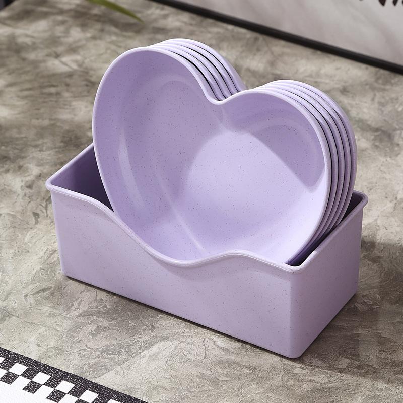 Creative Plates, Snacks, Simple Plates, Thickened Anti-Drop Spitting Bone Saucers, Plastic Fruit Plates, Love Shapes, Drop-Resistant Plates