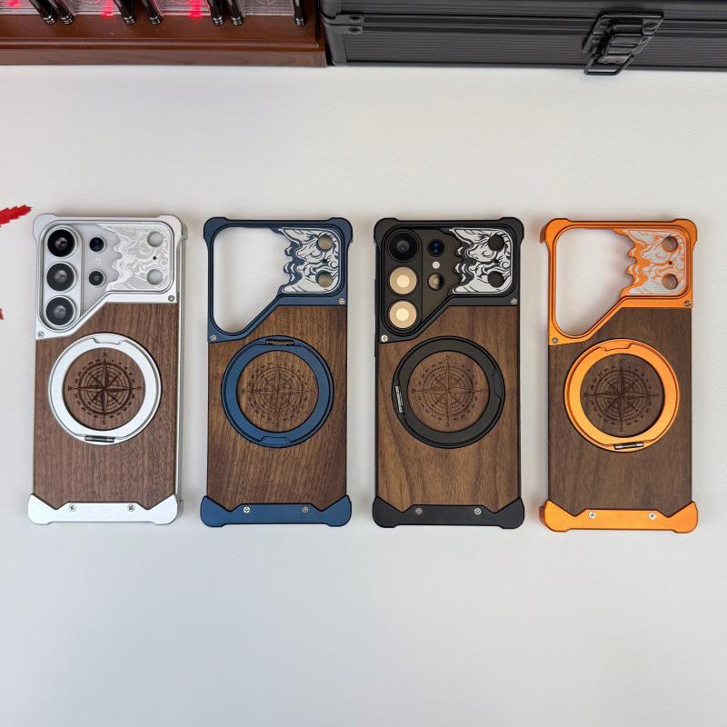 Compatible with Samsung S23 Ultra/S22 Ultra, 360° Rotating Stand Phone Case with Metal Protection.
