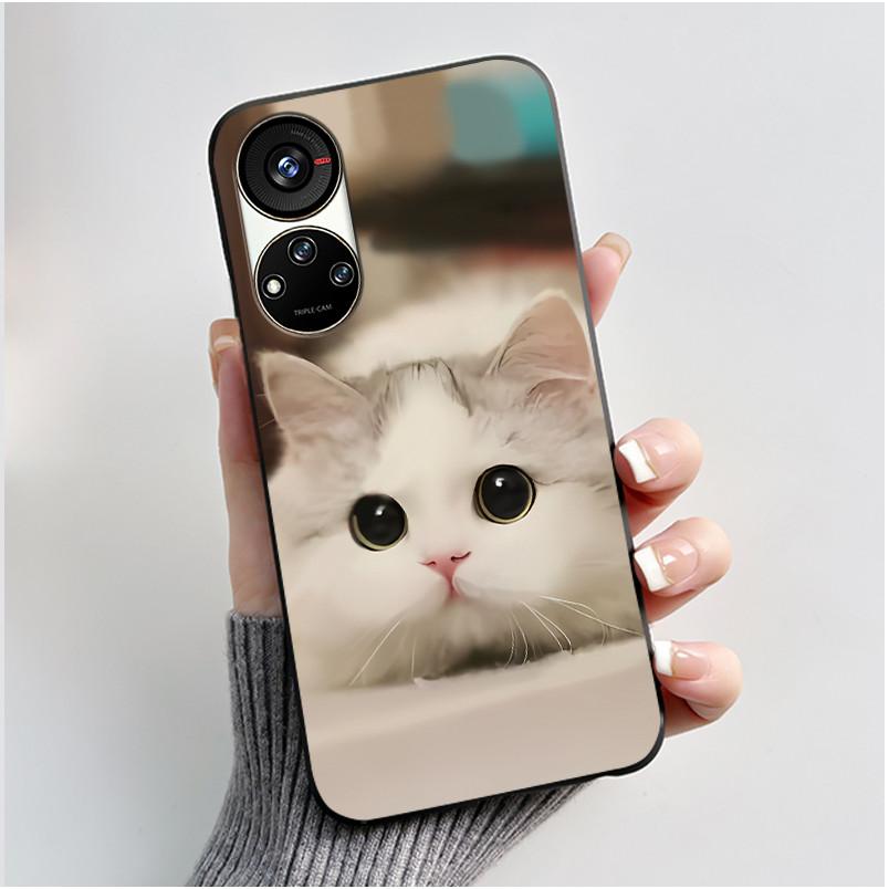 Hülle für ZTE Blade V40S / Axon 40 SE / V70 Pro Hülle Ästhetisch Niedliche Katze Astronaut Weiche Schwarze Matte Schutzhülle Rückseite