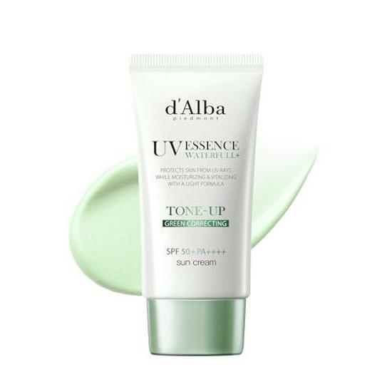 dAlba Official Green Tone-Up Sun Cream 50ml Waterfull Color Correction CICA Toning Redness Coverage SPF50+ PA++++ Makeup Base Sunscreen Sweat Water No