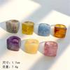 New Vintage Trendy Large Finger Rings For Women Exaggerated Amber Color Resin Temperament Geometric Finger Ring Punk Jewelry