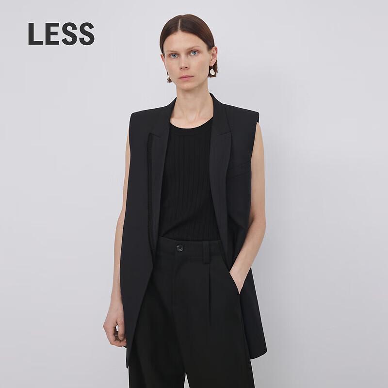 Less Women's Shawl Lapel Sleeveless Mid-Length Vest