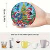 8pcs/Set Christmas Collection DIY Diamond Painting Coasters with Holder Anti Slip Wood Drip Mats Crystal Rhinestones Diamond Art Coasters for Adults