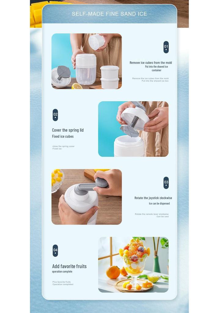 Y Shaved Ice Machine: Manual Hand-Crank Ice Crusher for Fluffy Smoothies and Shaved Ice