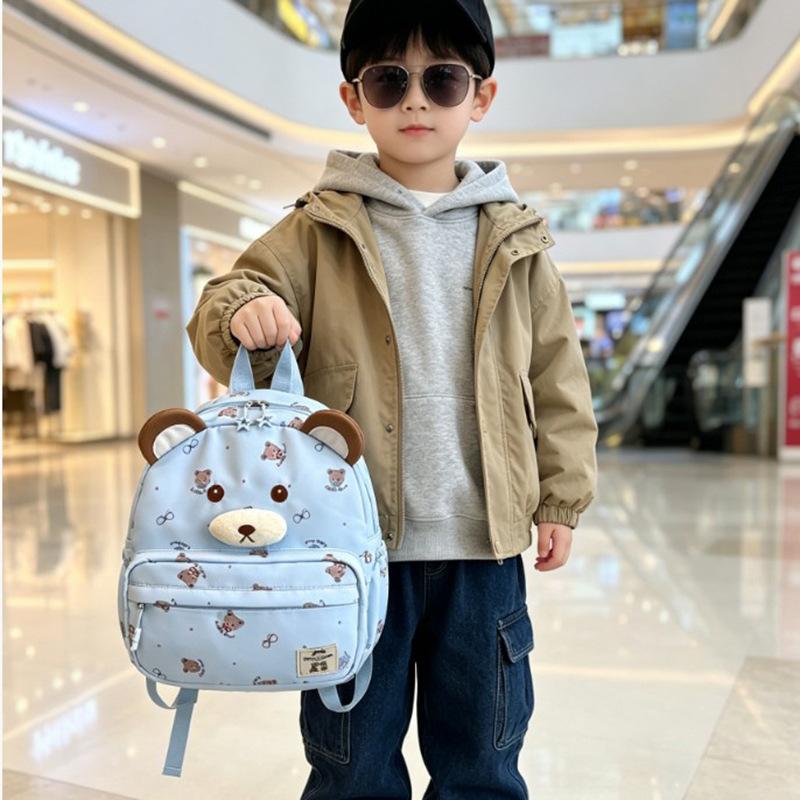 Schoolbag cartoon three-dimensional bear children's backpack printed kindergarten baby school bag boys and girls outdoor leisure backpack bag