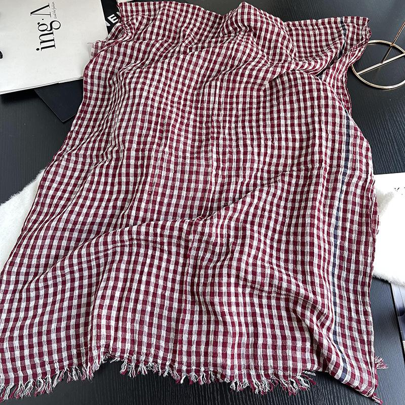 Luxury Plaid Cotton Linen Women'S Scarf Autumn Warm Neckerchief Pashmina Foulard Female Soft Bufanda Muffler Scarves