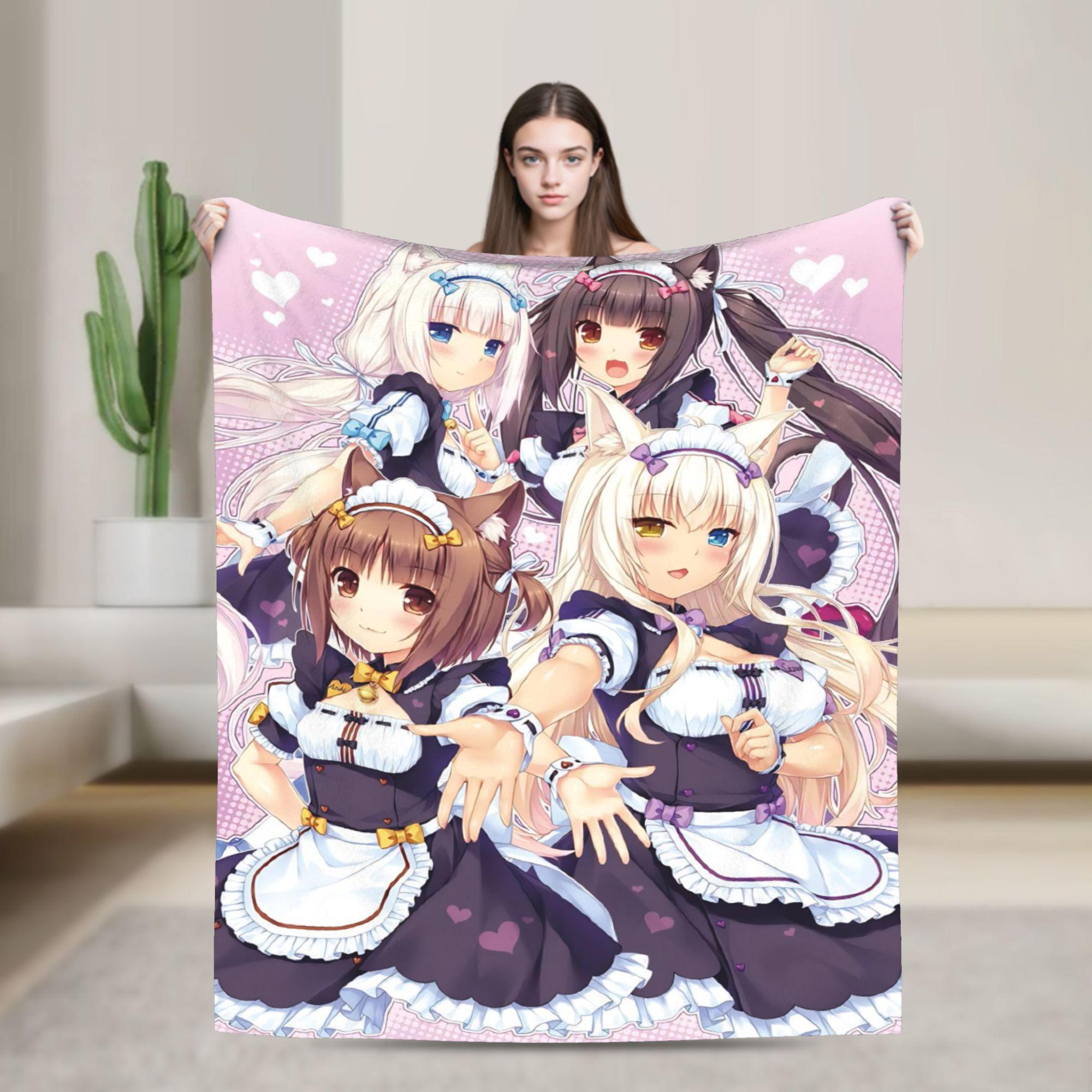 

Nekopara Cute Anime Chocola and Vanilla Blankets Fleece Summer Air Conditioning Soft Throw Blankets for Bed Car Rug Piece 100x125cm (40x50inch)