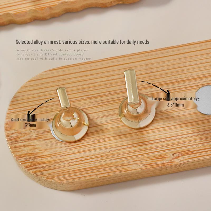 Minimalist Wooden Nail Art Practice Base & Wearable Metal Finger Holder