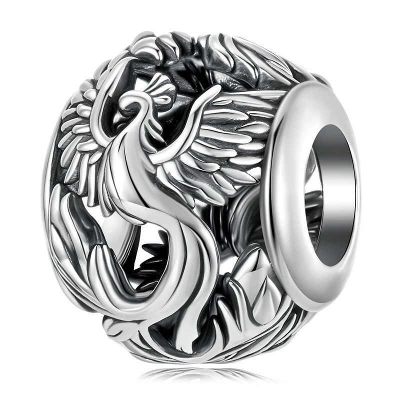 WOSTU 925 Sterling Silver Flying Dragon Charms Pendant Colorful Phoenix Beads Fit Original DIY Bracelet Wholesale