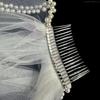 Wedding Engagement Beadwork White Veil Hair Comb Wedding Veil Long Bride Veil Wedding Bride Tulle Veil Single Layered F0S4