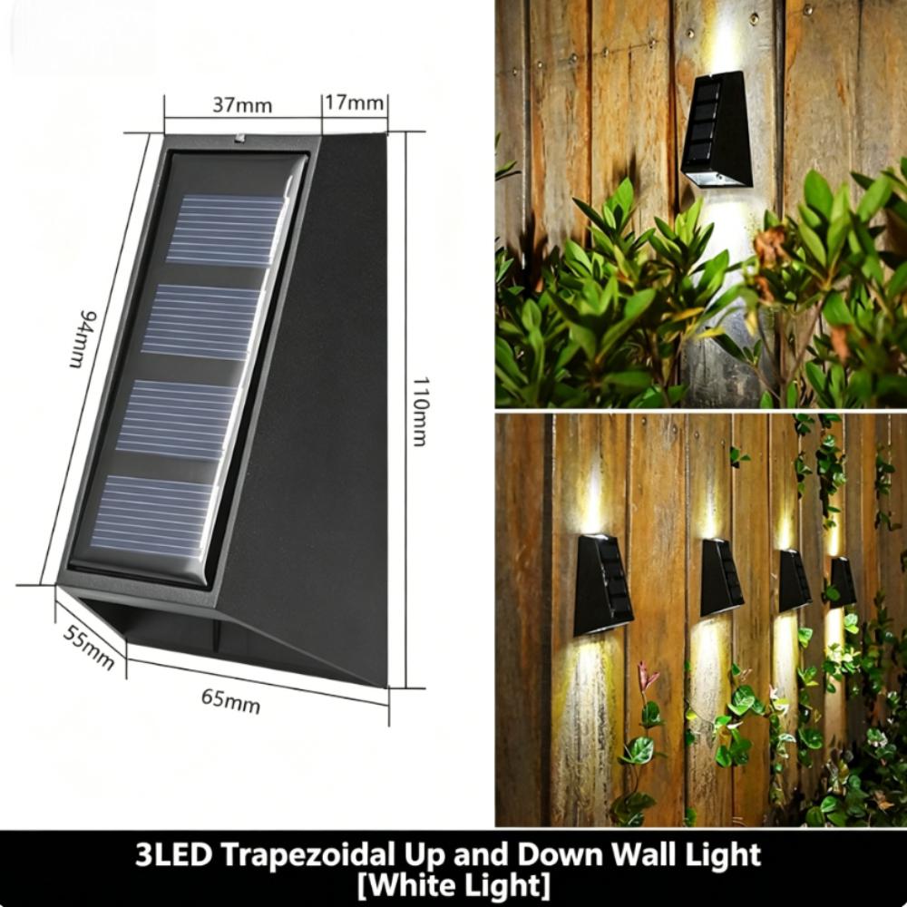 4Pcs Solar Wall Lights Outdoor Garden Decoration Home Lamp Double Color Waterproof Up Down Solar Light Up All Day for Fence Patio