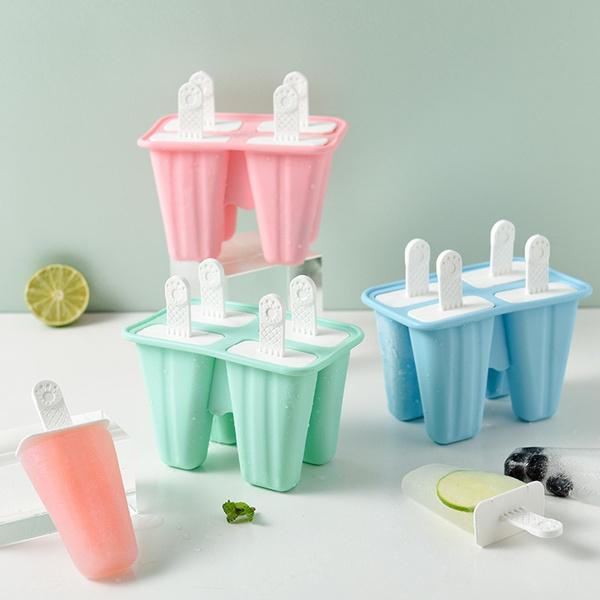 Lot De 2 Moules à Glace En Silicone - Formes Dinosaure Et Fusée - 6 Bâtonnets Réutilisables - Sans BPA - Pour Glaces à L'Eau DIY Enfants