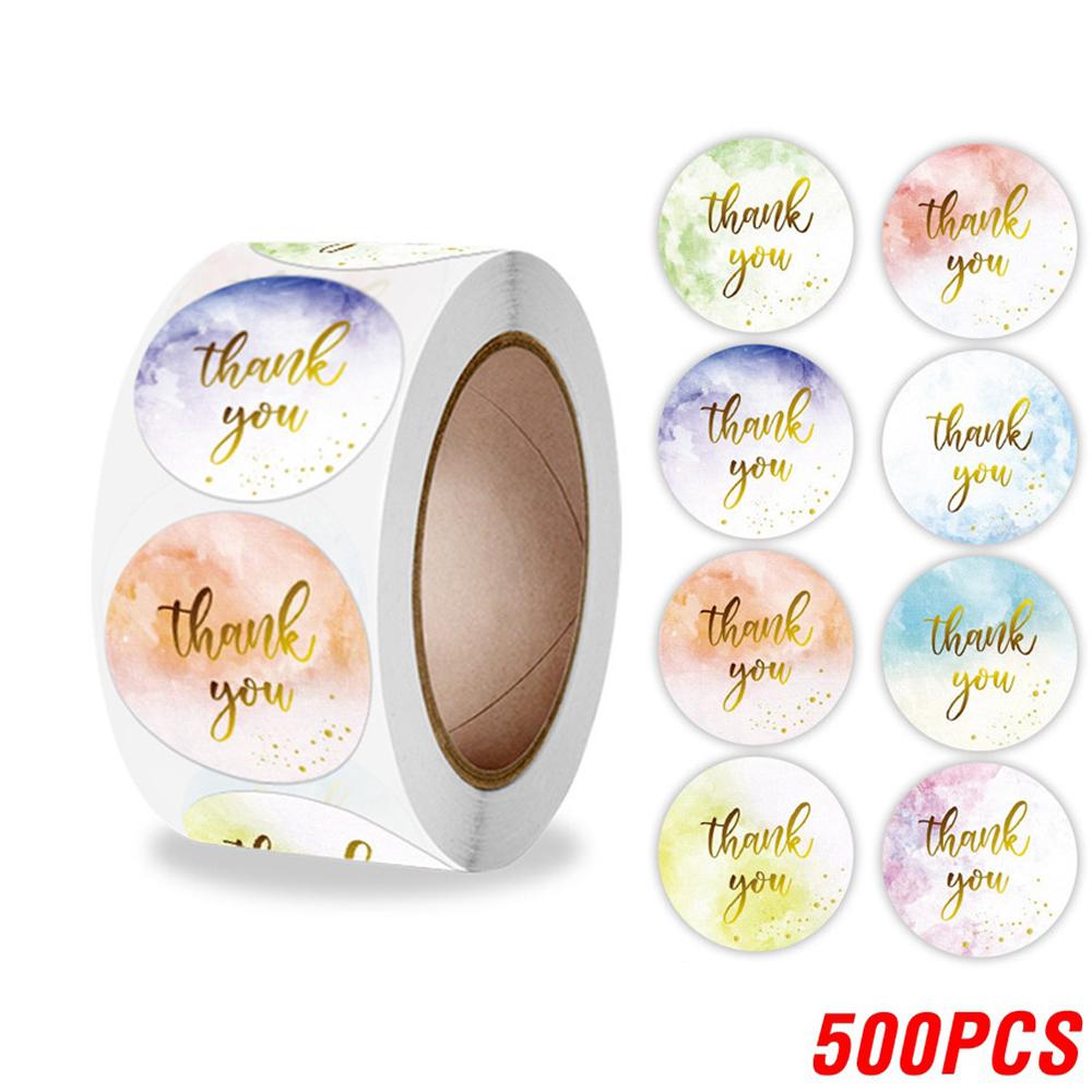 100-500 stk Takkeklistremerker Søte Rosa Gull Etiketter for Småbedrifter eller Bryllupsgave Dekor Klistremerke Kontorrekvisita
