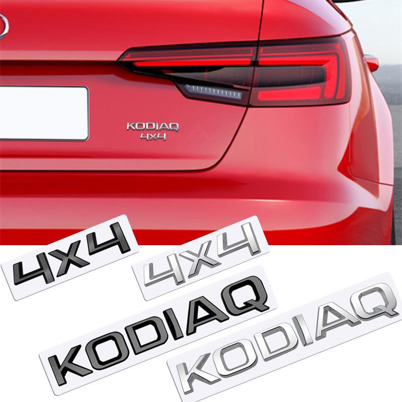 JBIW9 MetaL 3D Badge Logo Car Rear Trunk Body Sticker Letter Emblem For Skoda KODIAQ 4X4 Accessories Glossy Black Matte black