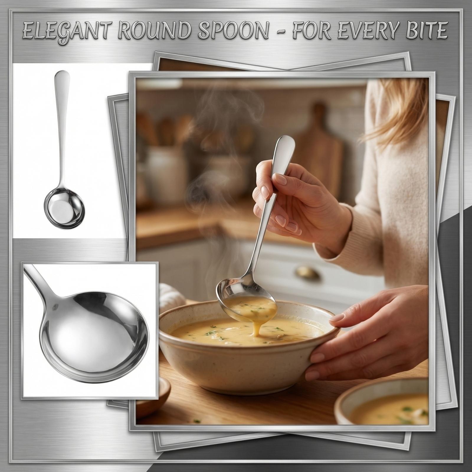 Home Stainless Steel Creative Round Headed Spoon One Size