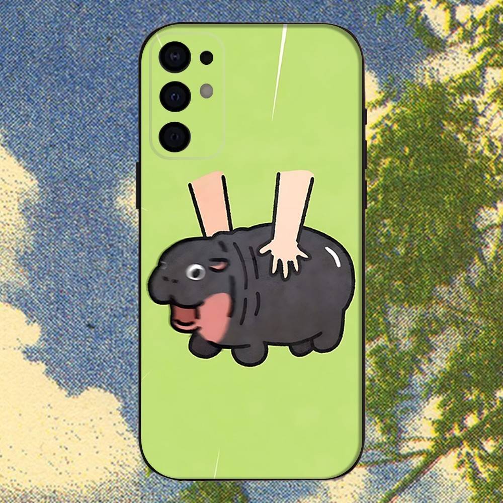 Moo Deng Hippo Phone Case For Samsung S25,S24,S21,S22,S23,S30,Ultra,S20,Plus,Fe,Lite,Note,10,9,5G Black Cover