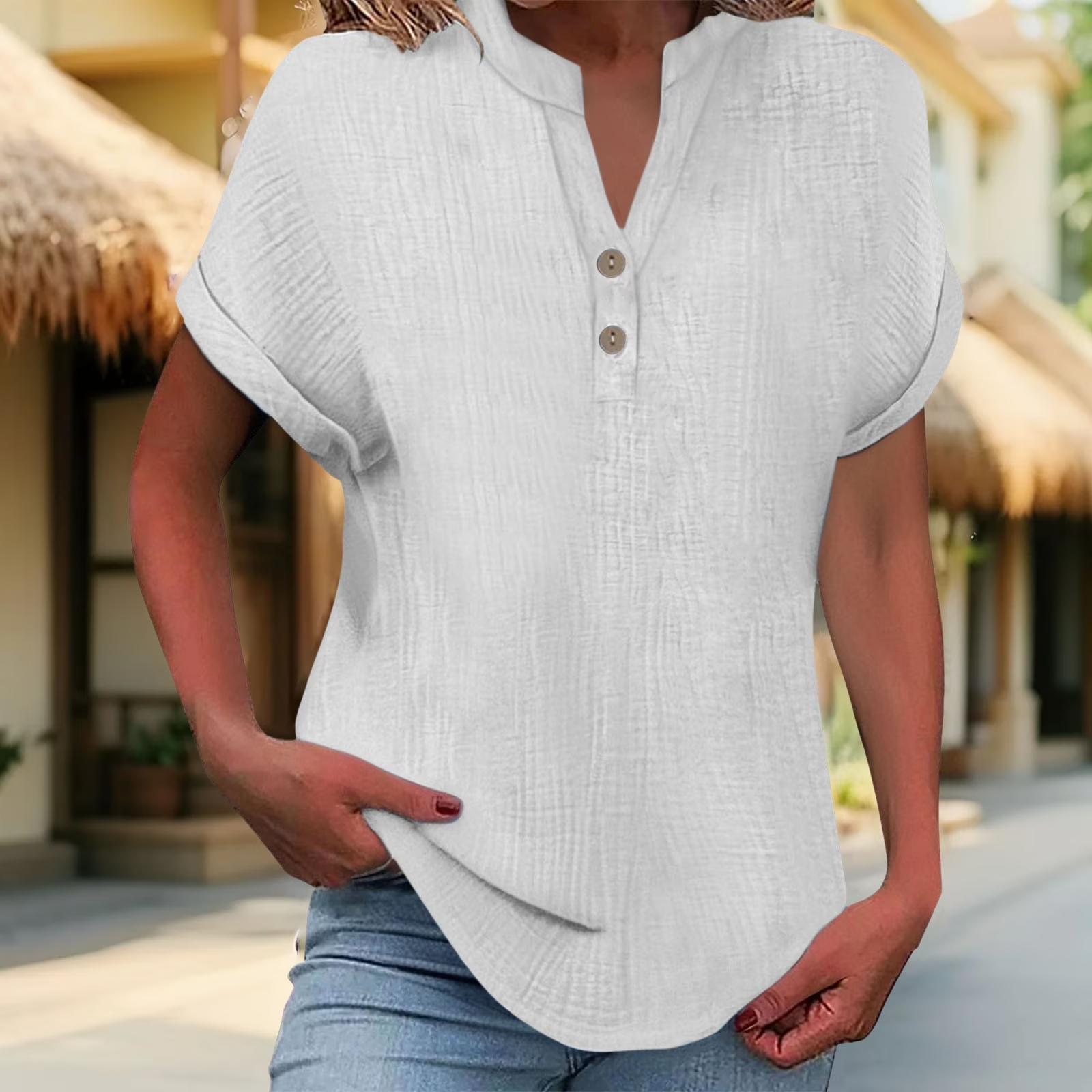 Women s Fashion Round Neck Neckless T-Shirt Slim Colour Short Sleeve Top XL