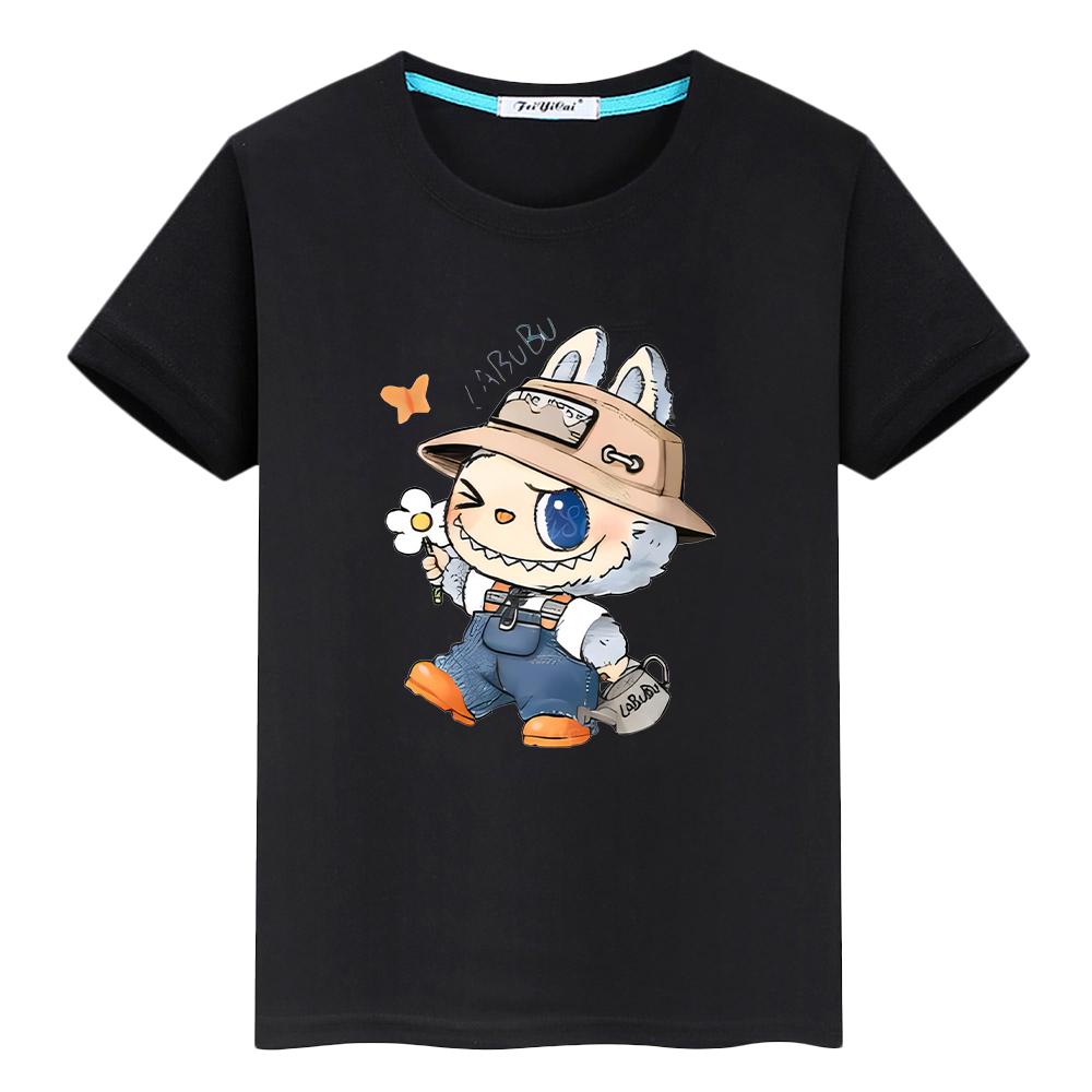 Labubu 100%Cotton T Shirt for Kids Boy 10years Toddler Girl Clothes Kawaii Tops Anime Short  Pride Tshirt Y2k Kids Clothes Girls