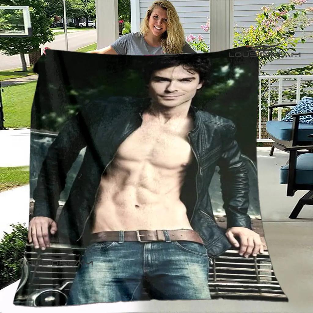 The Vampire Diaries Damon Salvatore Decken warme Flanelldecken Picknickdecke Heimreise Decke Bettwäsche Geburtstagsgeschenk
