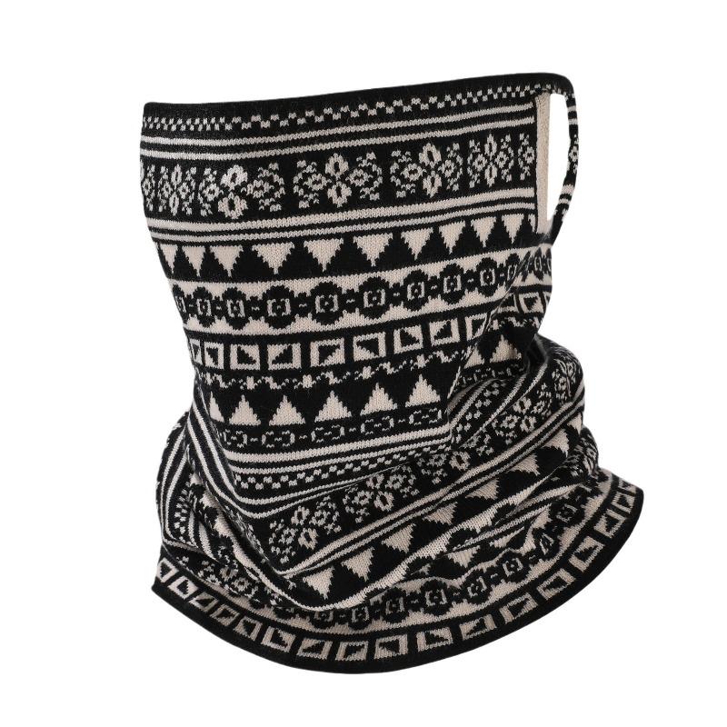 Fashion Versatile Knitted Scarf Autumn and Winter Outdoor Cycling Warm Neck Cover Windproof Half Cover Extended Ear Hanging Mask