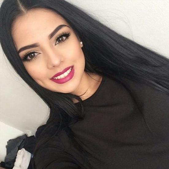 Dlouhá paruka Super dlouhá střední část vlasů Černá rovná paruka ze syntetických vláken s vysokým teplotním leskem