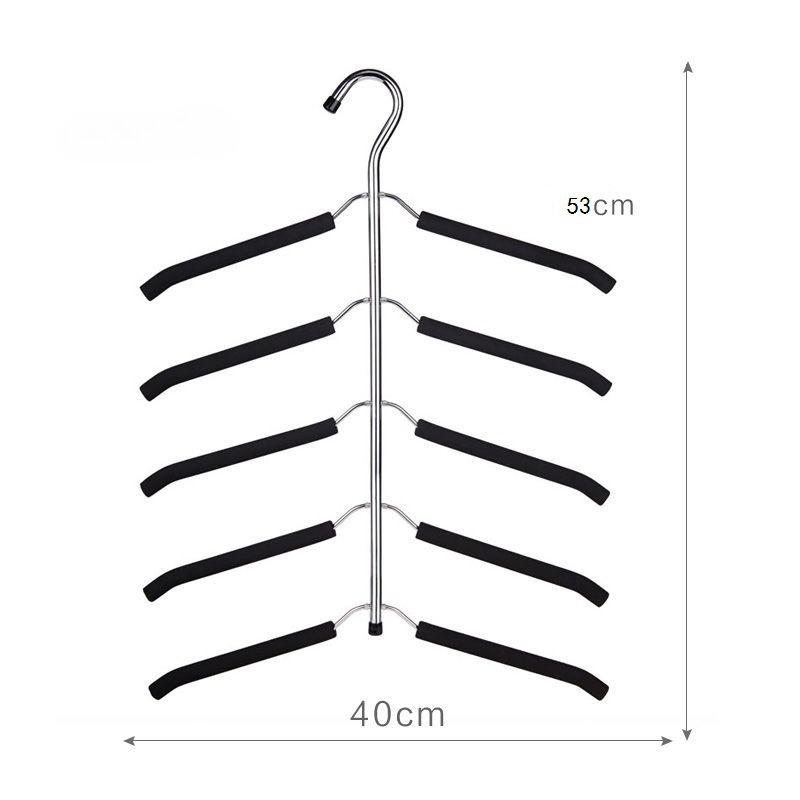 Space Saving 5 Tier Non Slip Hanger, Stackable Multi Layer Clothes Rack For T Shirts And Shirts, Heavy Duty Plastic Coated Wire Organizer