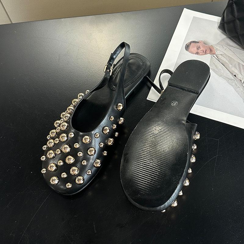 

Мода Большой Размер 43 Мода Металлические Заклепки Женские Балетки С Обувью Круглый Носок Обувь Женская Пряжка Ремешок Женские Балетки Обувь Сандалии 35 золотой