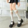 Trendy Black Mesh Velvet Mid-Tube Socks - JK Dark Series