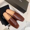 Fashion Genuine Leather Retro Semi-drag Mueller Slippers Woman Women's Low-heel Square Toe Casual Shoes Women Slippers 2025 Summer New