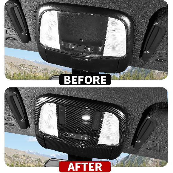 JeCar Front Reading Light Panel Cover Trim Compatible with Jeep Grand Cherokee Interior Accessories 2011-2020, Carbon Fiber