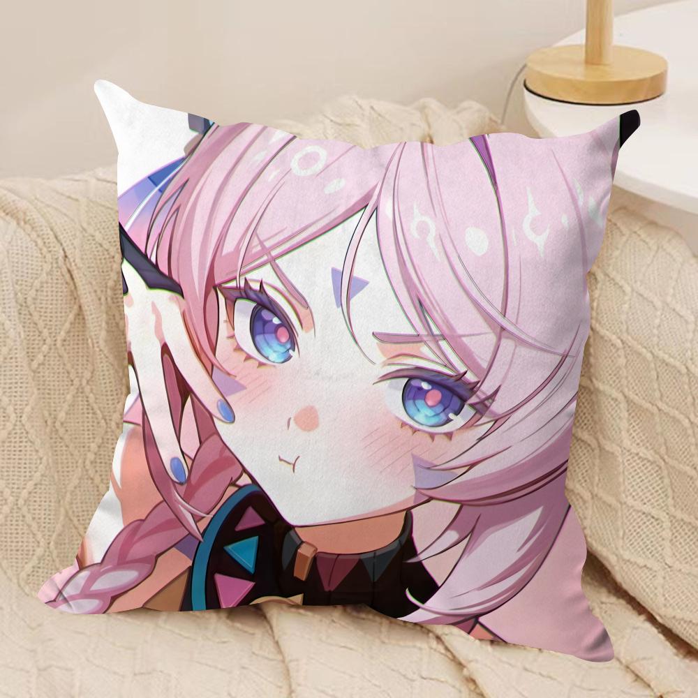 Genshin Impact Citlali Sexy Cushion Cover Silky Short Plush Invisible Zipper Dustproof Sofa Pillow Case for Home Decor