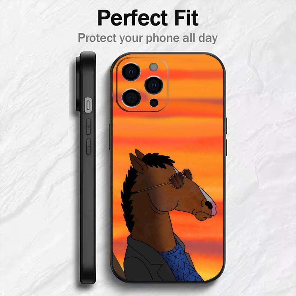 Depressiv Bojack Horse-Man Phone Case For iPhone17,16,15,14,13,12 Plus,Max Soft Silicone Black Cover