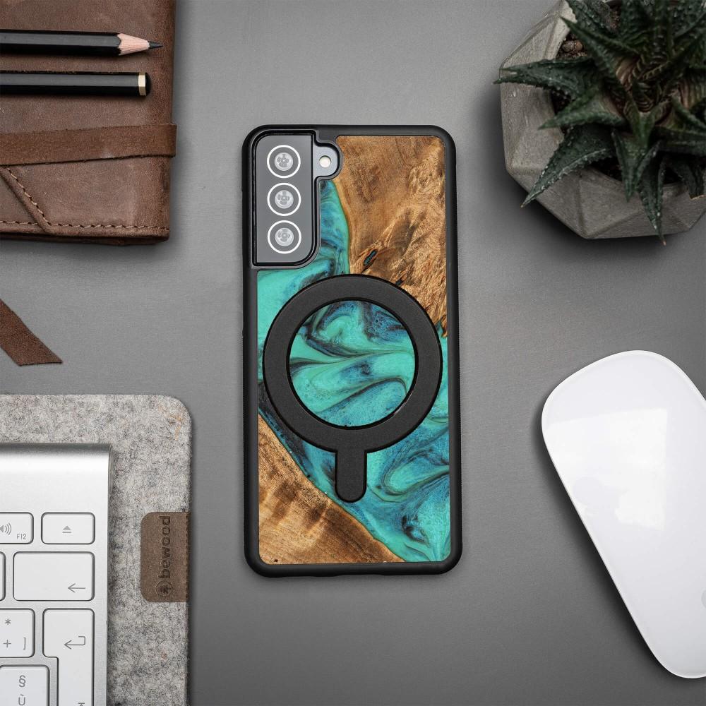 Bewood Unique case for Samsung Galaxy S21 FE - Turquoise with MagSafe