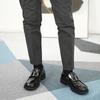Spring And Autumn New Men'S Handmade Square Head Business Casual Leather Shoes British Dress Foot Cover Leather Breathable Big Head Leather Shoes