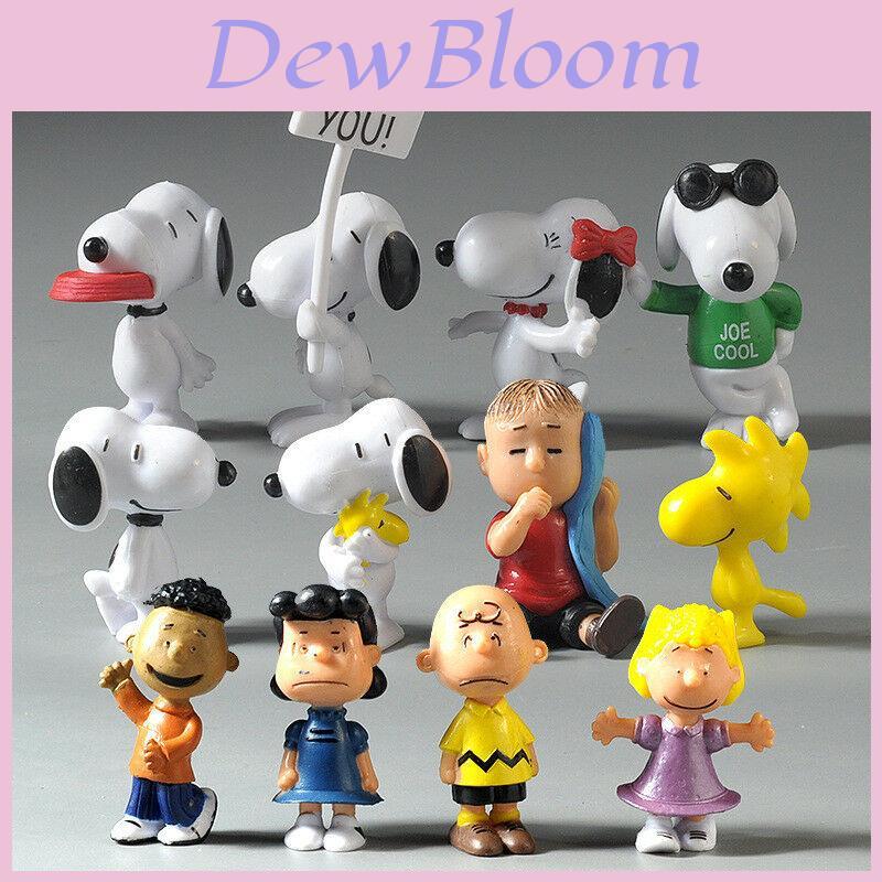 Entzückendes 12-teiliges Peanuts Charlie Brown Snoopy Lucy Franklin Figuren-Kuchenaufsatz-Set