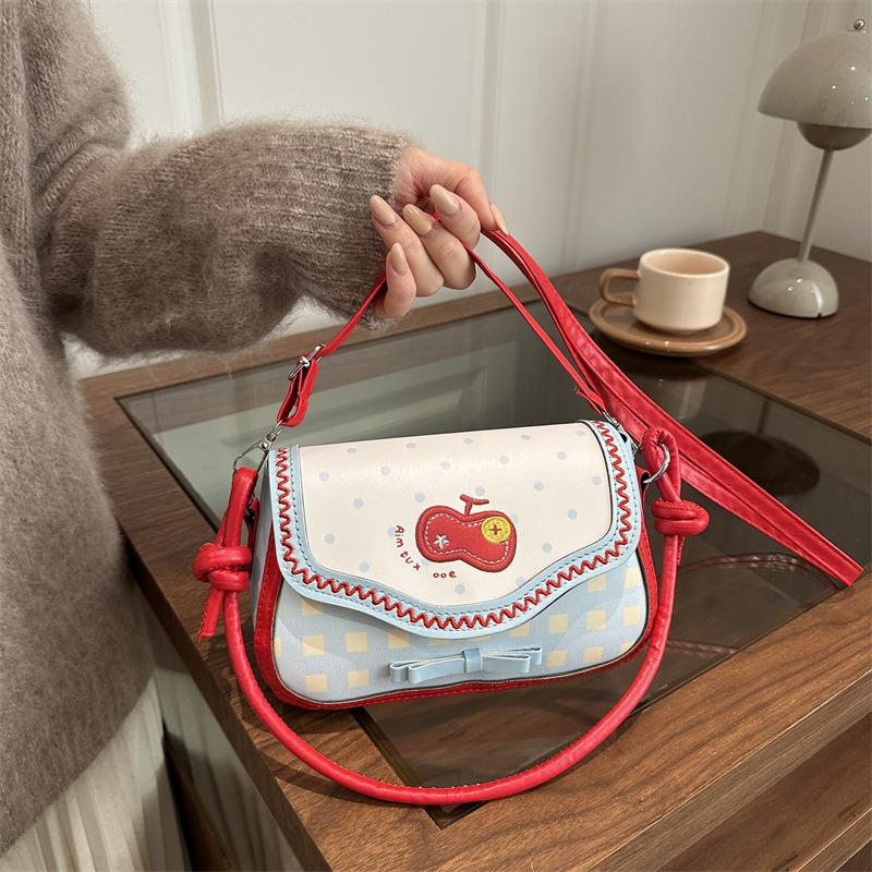 Niche Apple's new lace splicing shoulder bag female cute girl shopping design fashion messenger bag