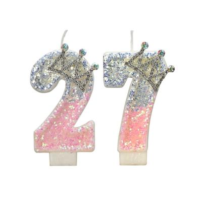 Vela de Aniversário Coroa Rosa Vela de Bolo com Número, Toppers para Bolo de Aniversário Decorações para Cupcakes Suprimentos para Celebrações de Aniversário