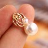 Women's White Pearl Gold-toned Ear Studs Earrings Bride Jewelry Gift Eardrop