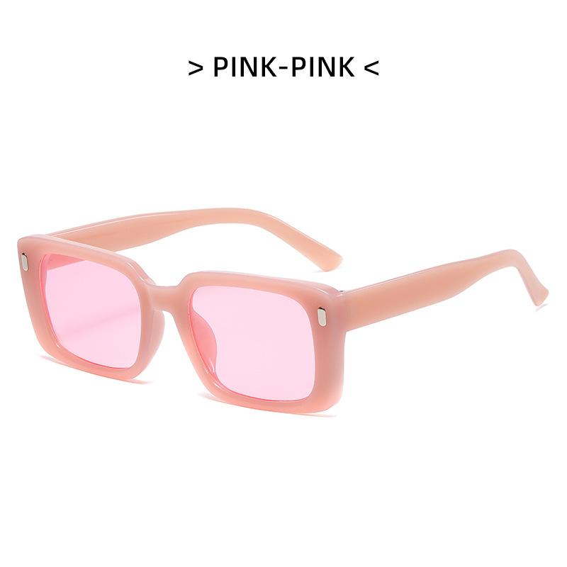 Europe And The United States New Square Glasses Small Frame Retro Hip-Hop Orange Sunglasses Personality Rice Pin Fashion Sunglas