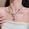 Korean-style Delicate Colorful Floral Beaded Necklace, Sweet and Girly, Versatile, Gentle, Fashionable, and Exudes a High-end Feel, Perfect As a