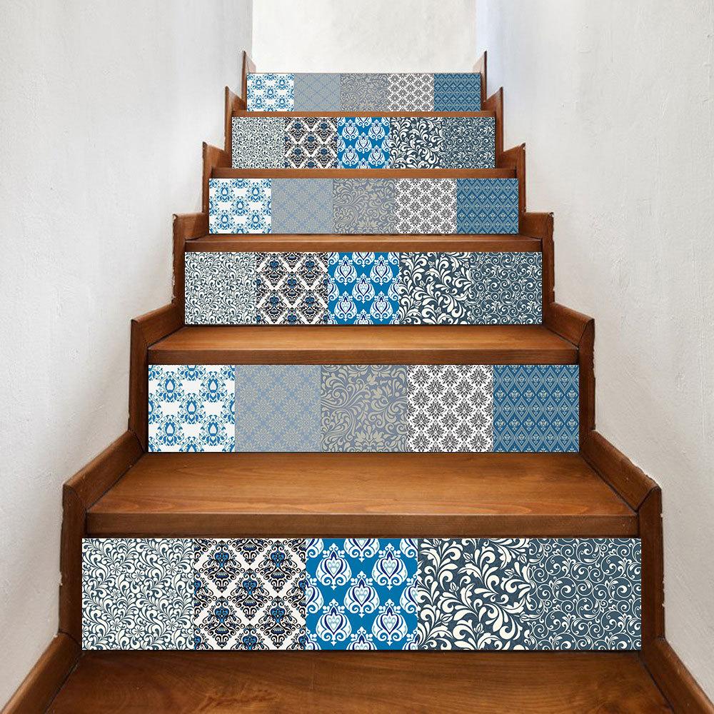 Creative Tile Self-Adhesive Staircase Sticker, Living Room Diy Decoration Home Waterproof And Anti-Fouling Wall Sticker 6 Pieces