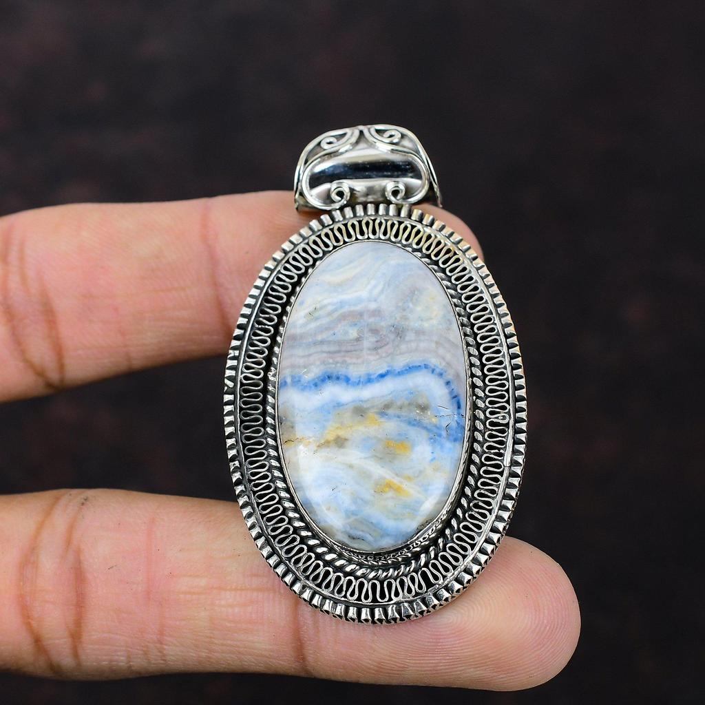 Blue Scheelite Pendant Handmade Jewelry 925 Sterling Silver Pendant Gemstone Vintage Pendant Antique Jewelry Engagement Gift Stylish Pendant