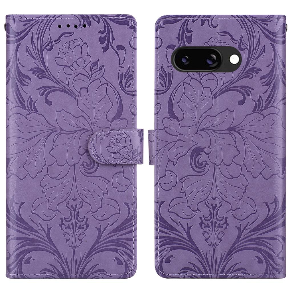 For Google Pixel 9a Leather Case Imprinted Floral Pattern Wallet Stand Flip Phone Cover